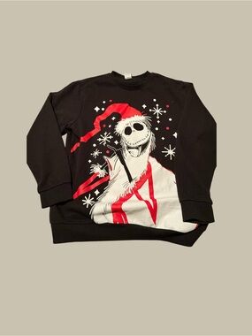 Disney Black Crewneck Sweatshirt with Red & White Jack Skellington Graphic
